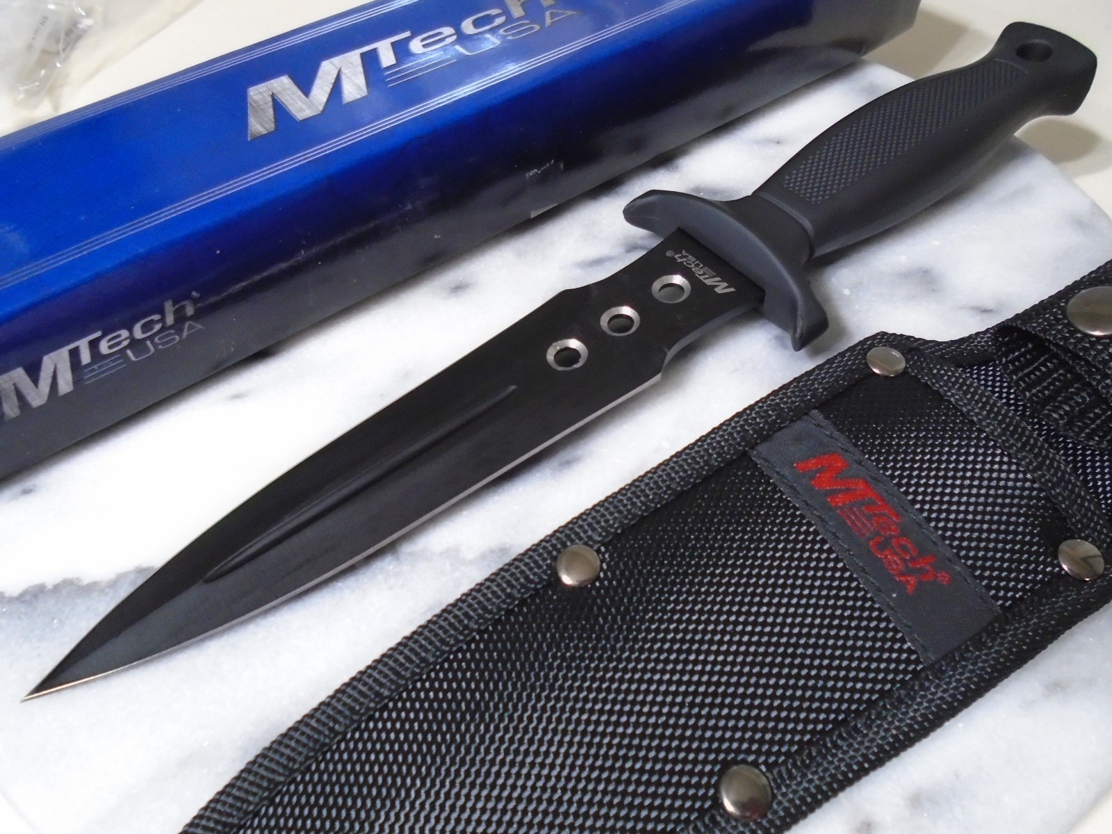 Mtech Black Dual Edge Dagger Fixed Blade Knife & Sheath MT-454 11 1/2" OA New