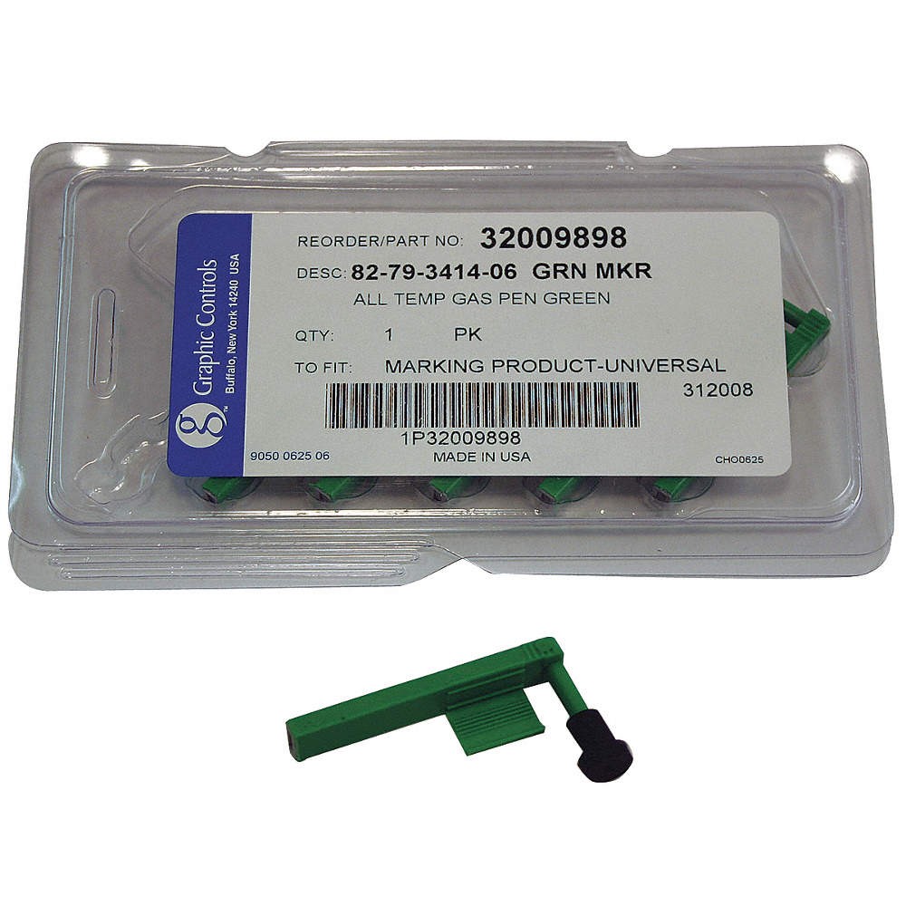 GRAPHIC CONTROLS 82-79-3414-06 - GREEN TEMPERATURE PENS Pen, 6 Pens, Green 21EK6