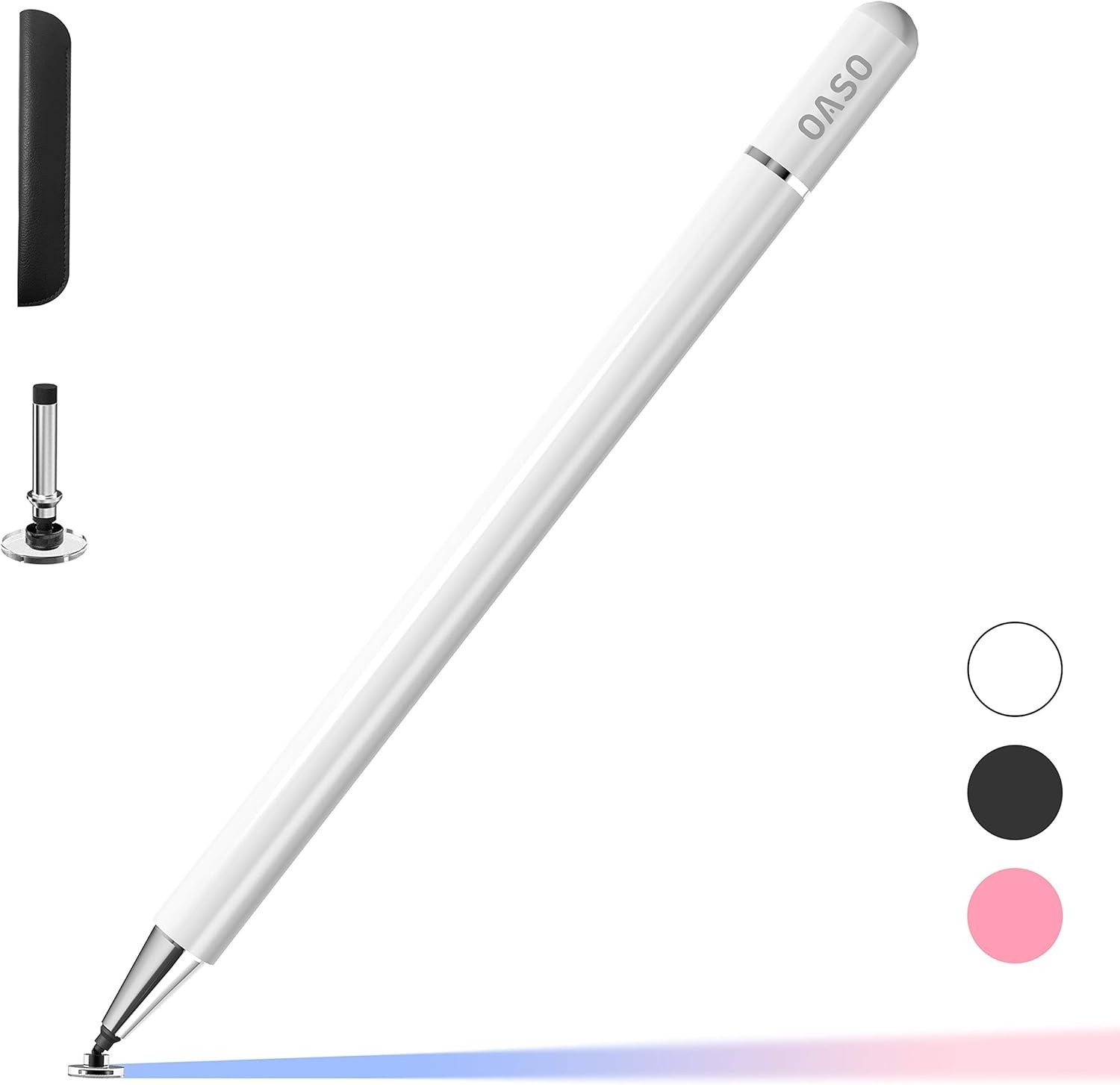 OASO Stylus Pen for Touch Screens, Disc Tip & Magnet Cap Styli Pencil WHITE