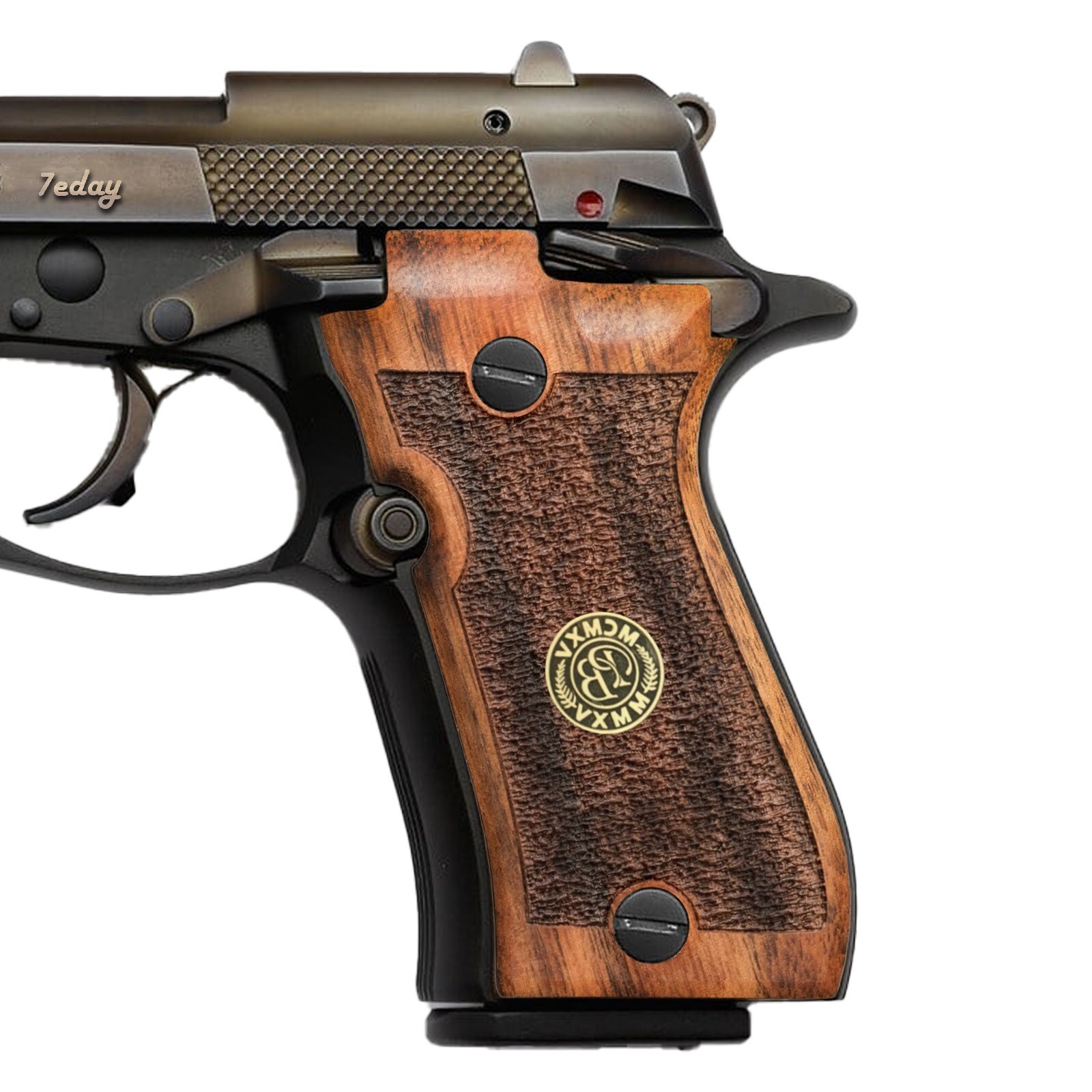Beretta F81 81FS 81F F84 Walnut wood Grips engraved Handmade Pistol Checkered