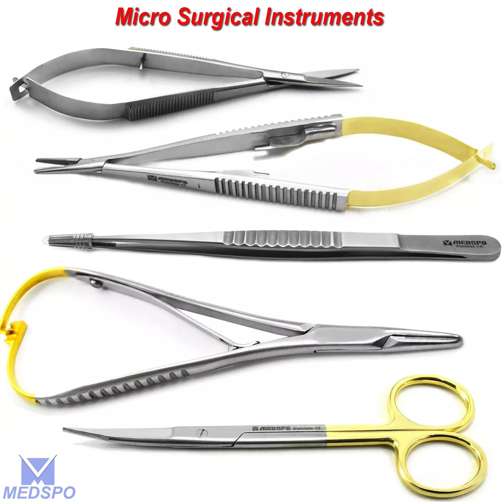 Castroviejo Needle Holder TC Forceps Dental Surgery Scissors Noyes Suture Tools