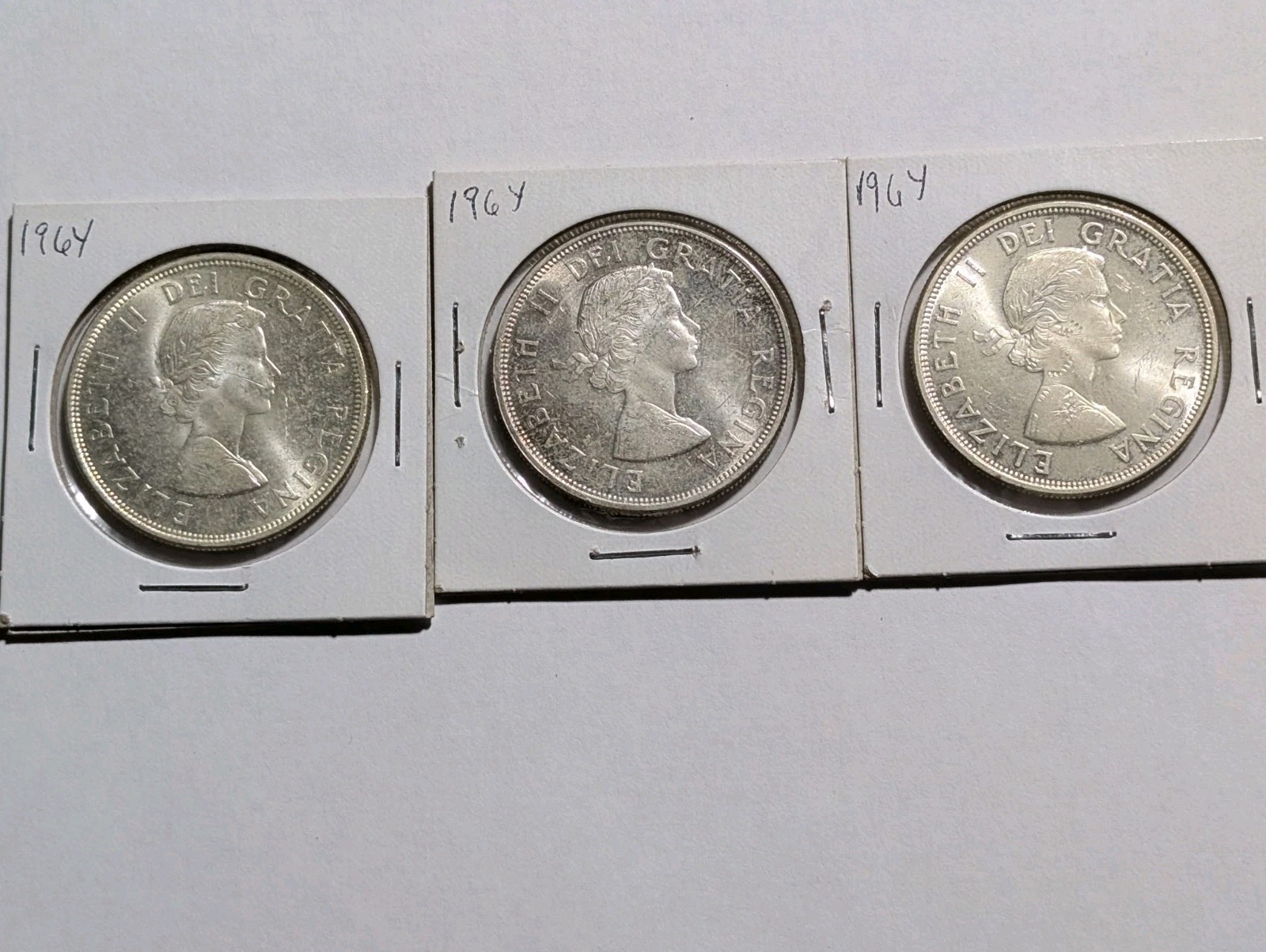 3 X 1964 80% Silver Canada Canadian Silver Dollar Dollars $1 Junk AU bU Abt UNC