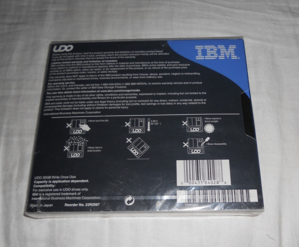 *NEW* IBM UDO 30GB Optical Disk 23R2567 5.25" Cartridge Write Once Worm Sealed