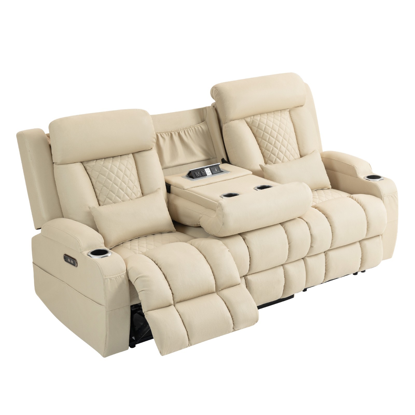 Power Loveseat Recliner Sofa, Wall Hugger Couch with Adjustable Headrest, Type-C