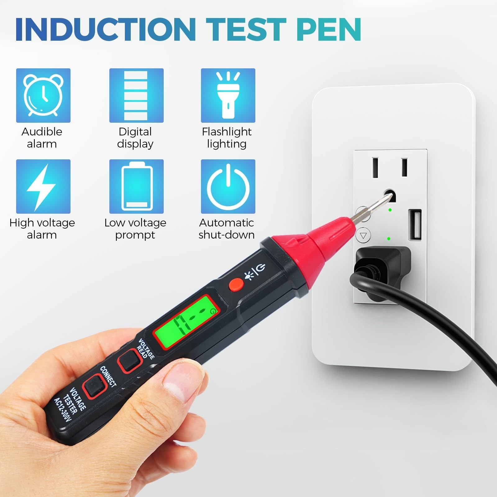 WGGE Digital AC Voltage Tester Screwdriver – LCD Display, High/Low Voltage