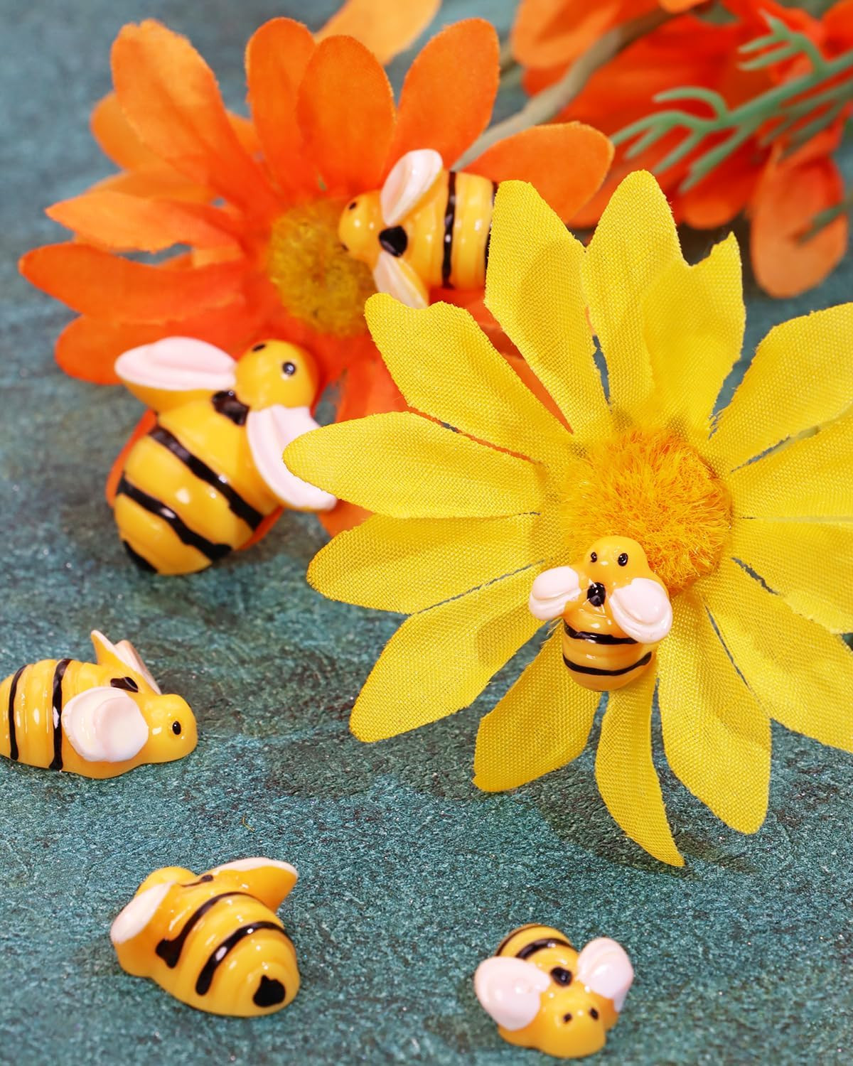 Tiny Resin Bees 30Pcs Small Plastic Flatback Bumble Bee Decor Embellishments for