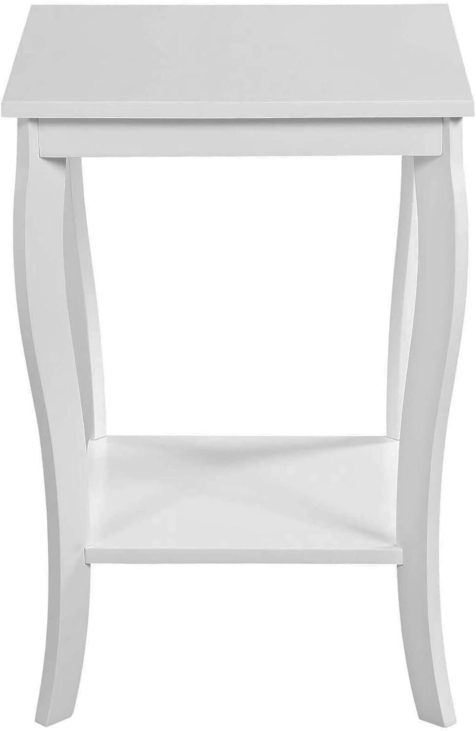 American Traditional Square Table with Shelf, White