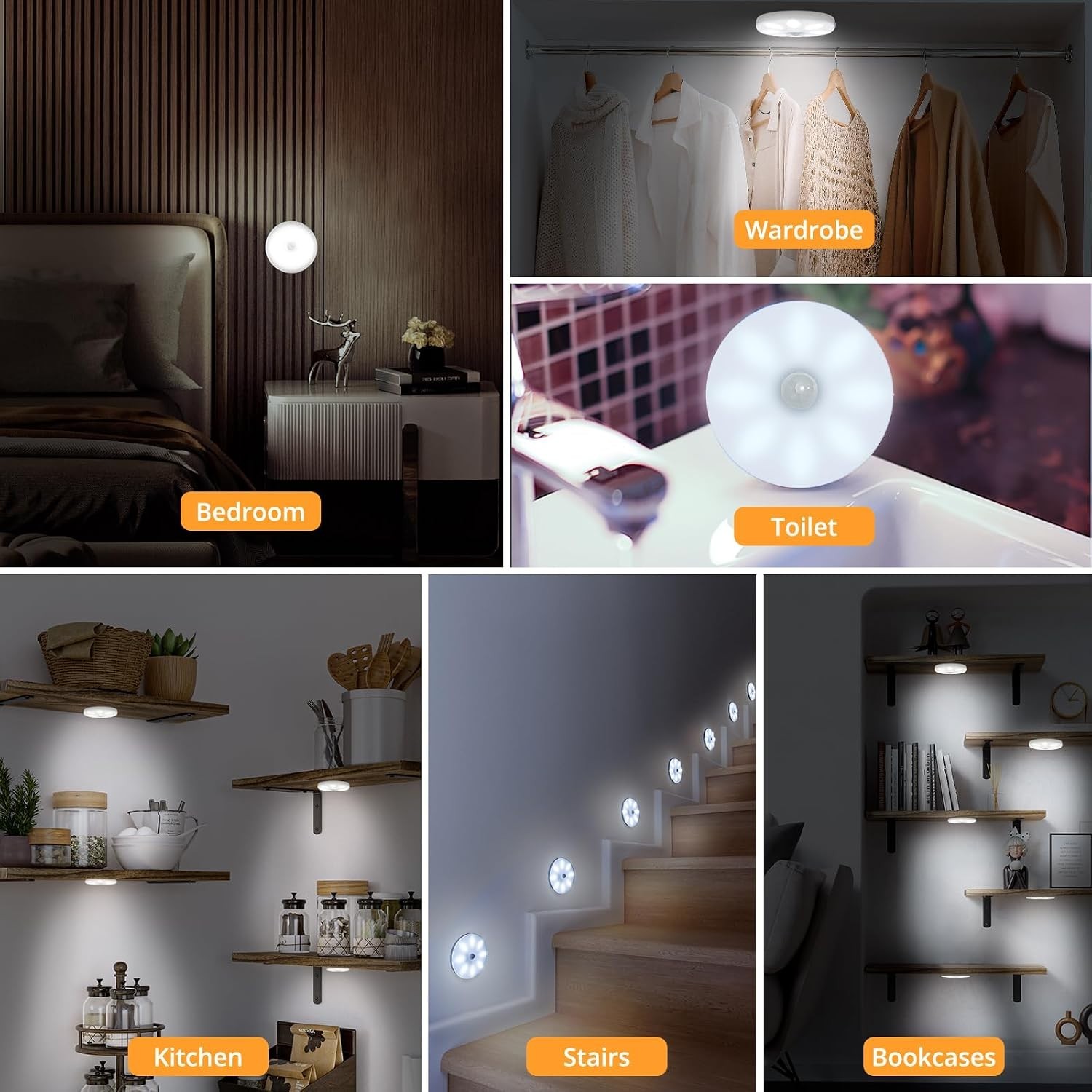 Motion Sensor Under Cabinet Lights, Wireless LED Light Bar with Built-in Rech...