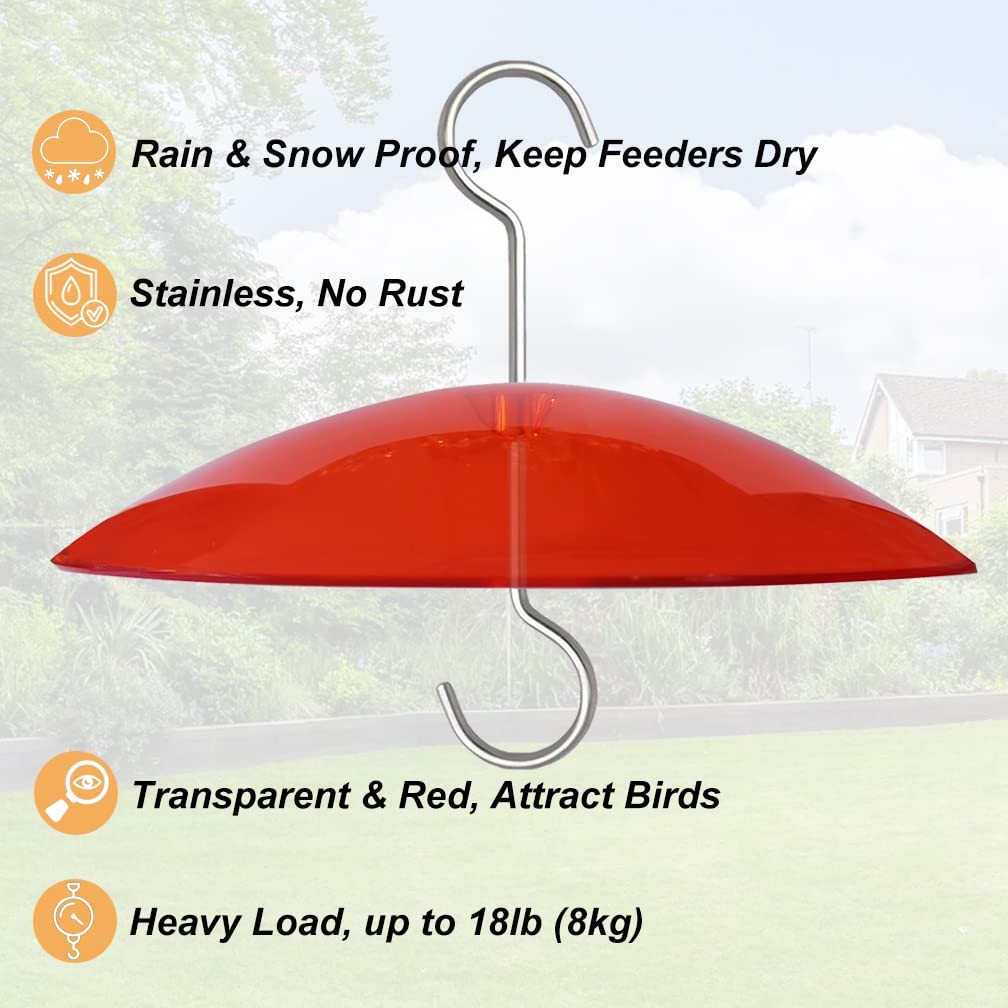 8" Mini Weather Guard for Bird Feeder - Small Protective Dome 1PC/Pack, Red