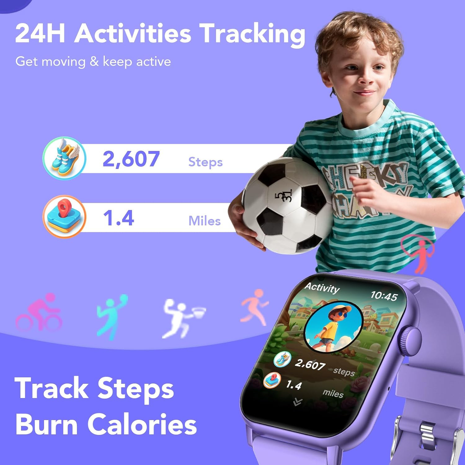Kids Smart Watch with HD Touch Screen, IP68 Waterproof, Smart Watch for Kids wit