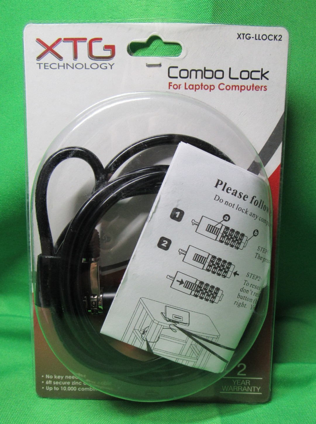 6' Foot Anti-Theft Cable Combo Lock for Laptop & Notebook Computers XTG-LLOCK2