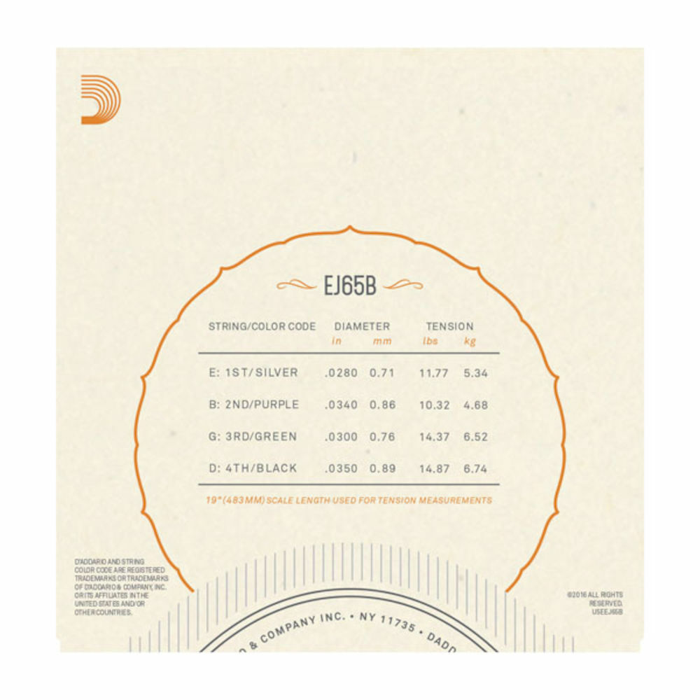 D'Addario EJ65B Pro-Arté Custom Extruded Nylon Ukulele Strings, Baritone