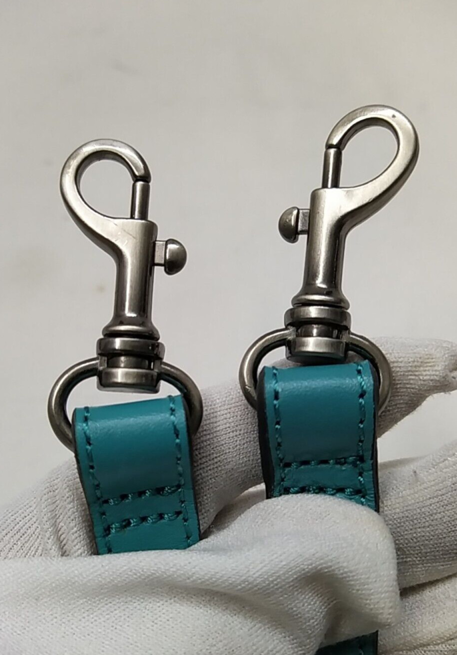 Teal Blue Leather Replacement Strap With Silver-tone Spring Trigger Hook
