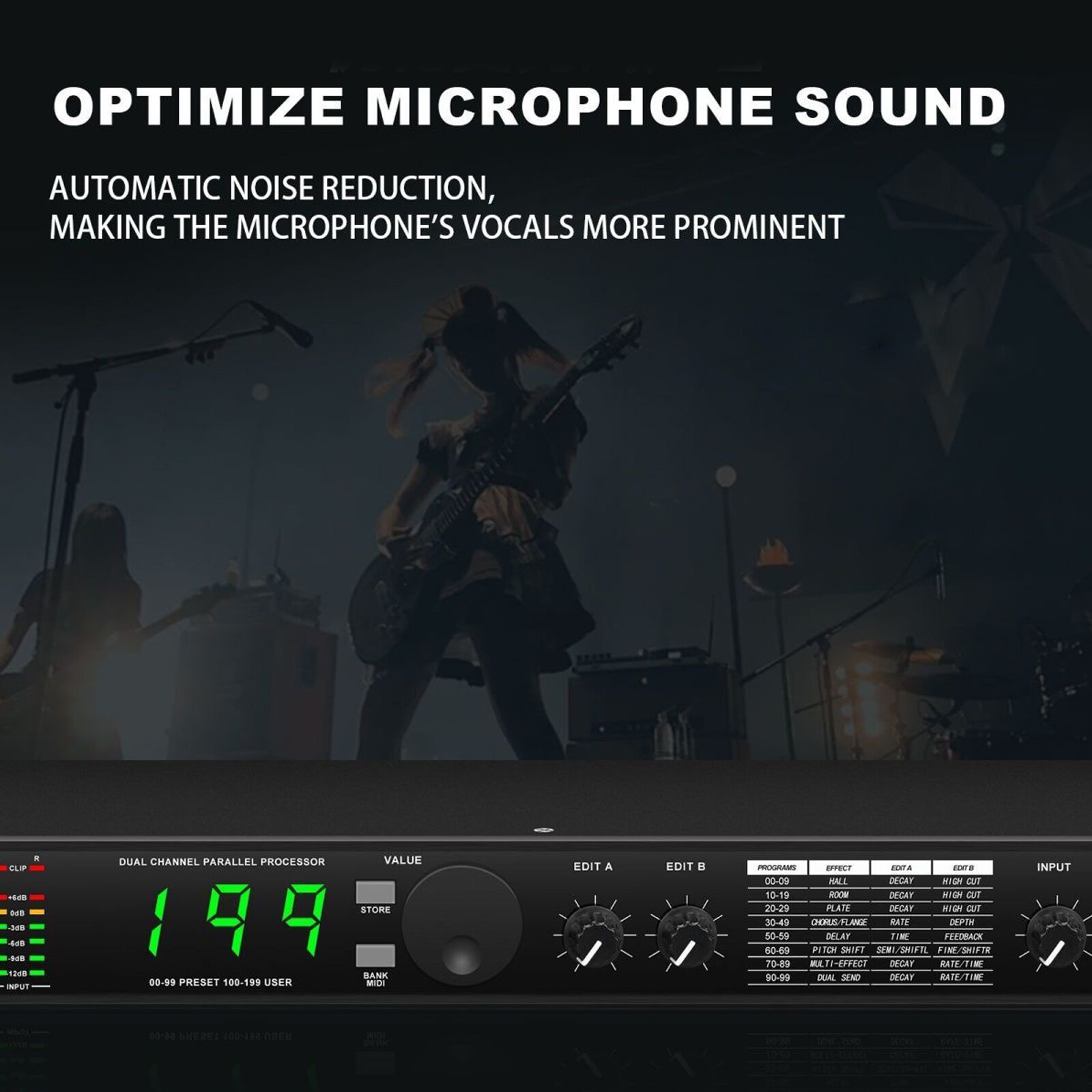 Professional Digital Reverb Multi Effect DSP Audio Processor Equalizer