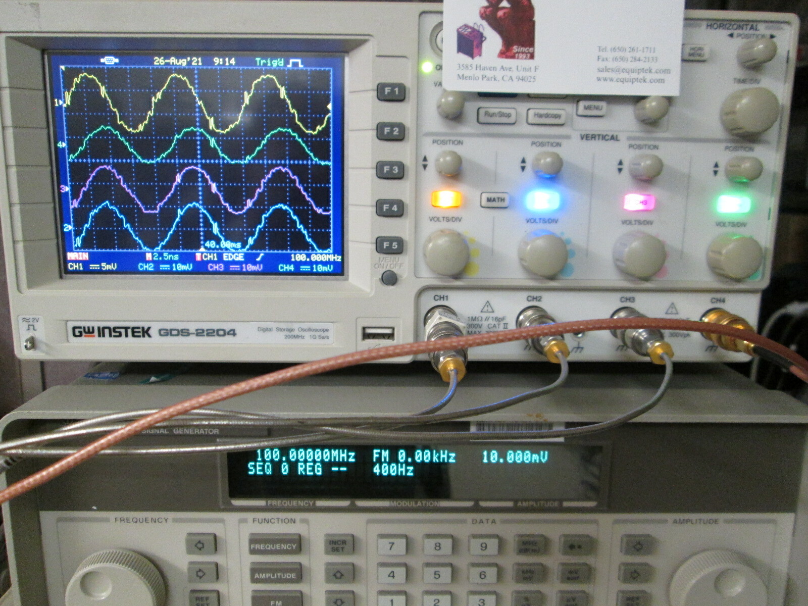 Instek GDS-2204 Oscilloscope DSO 200MHz 4 Ch TESTED Color LCD USB 1 Gs/s PROBES!