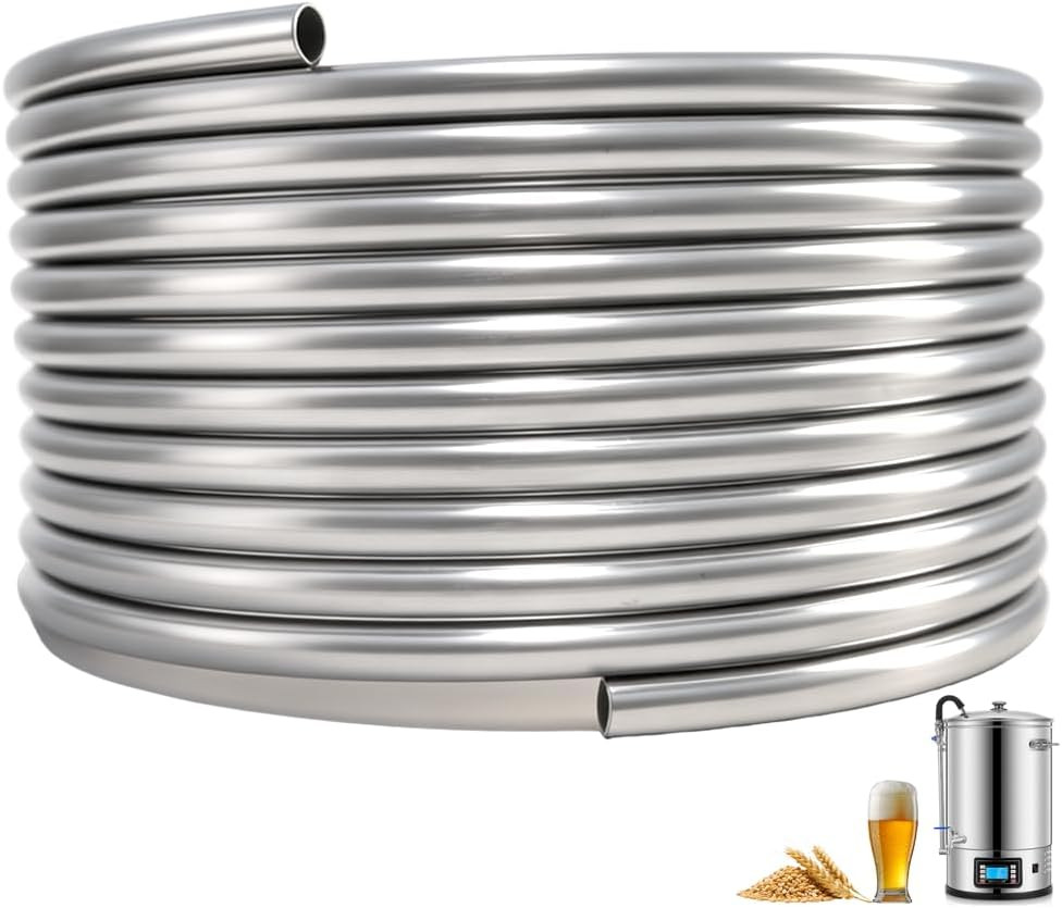 3/8" X 25Ft 304 Stainless Steel Tubing Coil, Food Grade Welded Immersion Wort Ch
