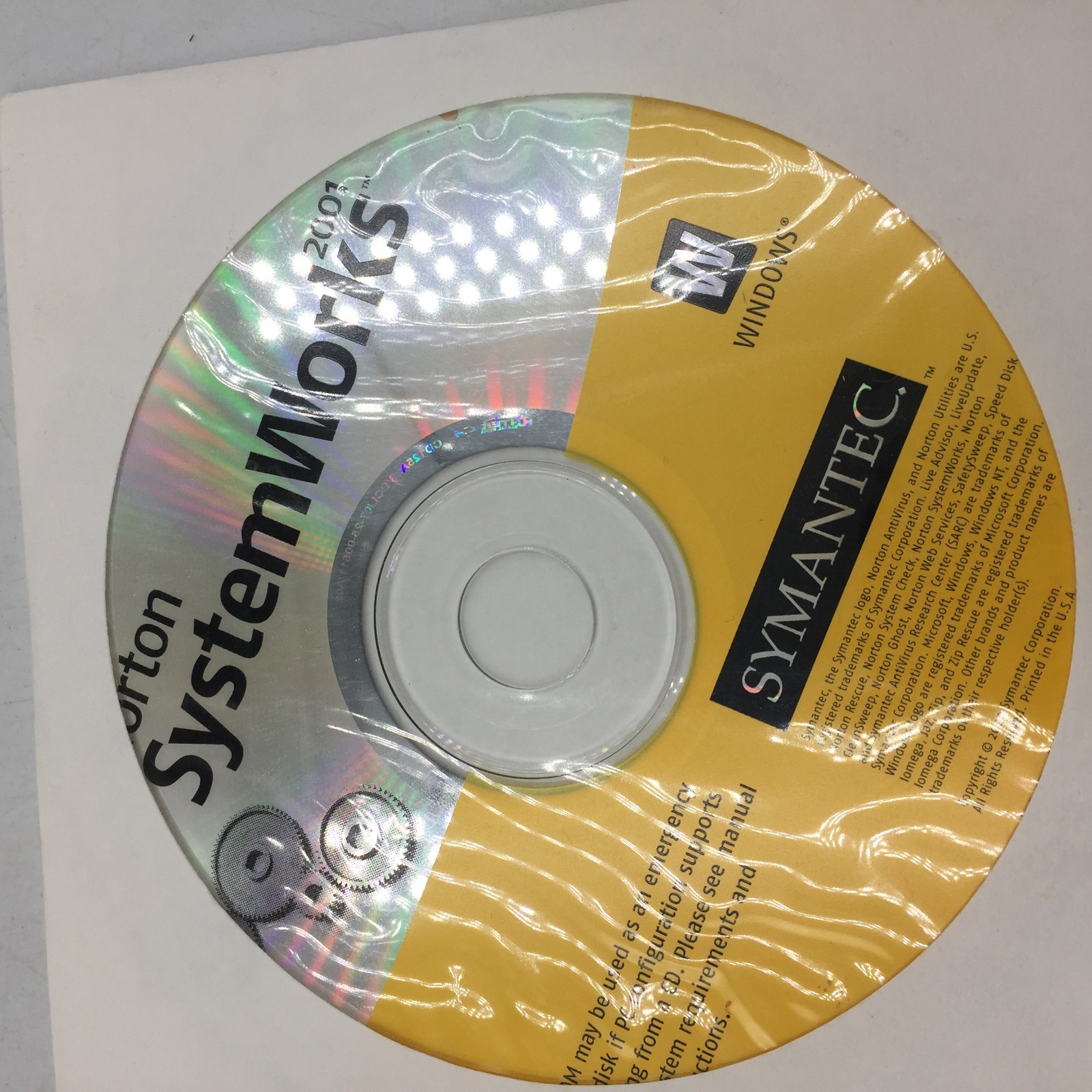 Norton SystemWorks 2001 Software Disc Symantec