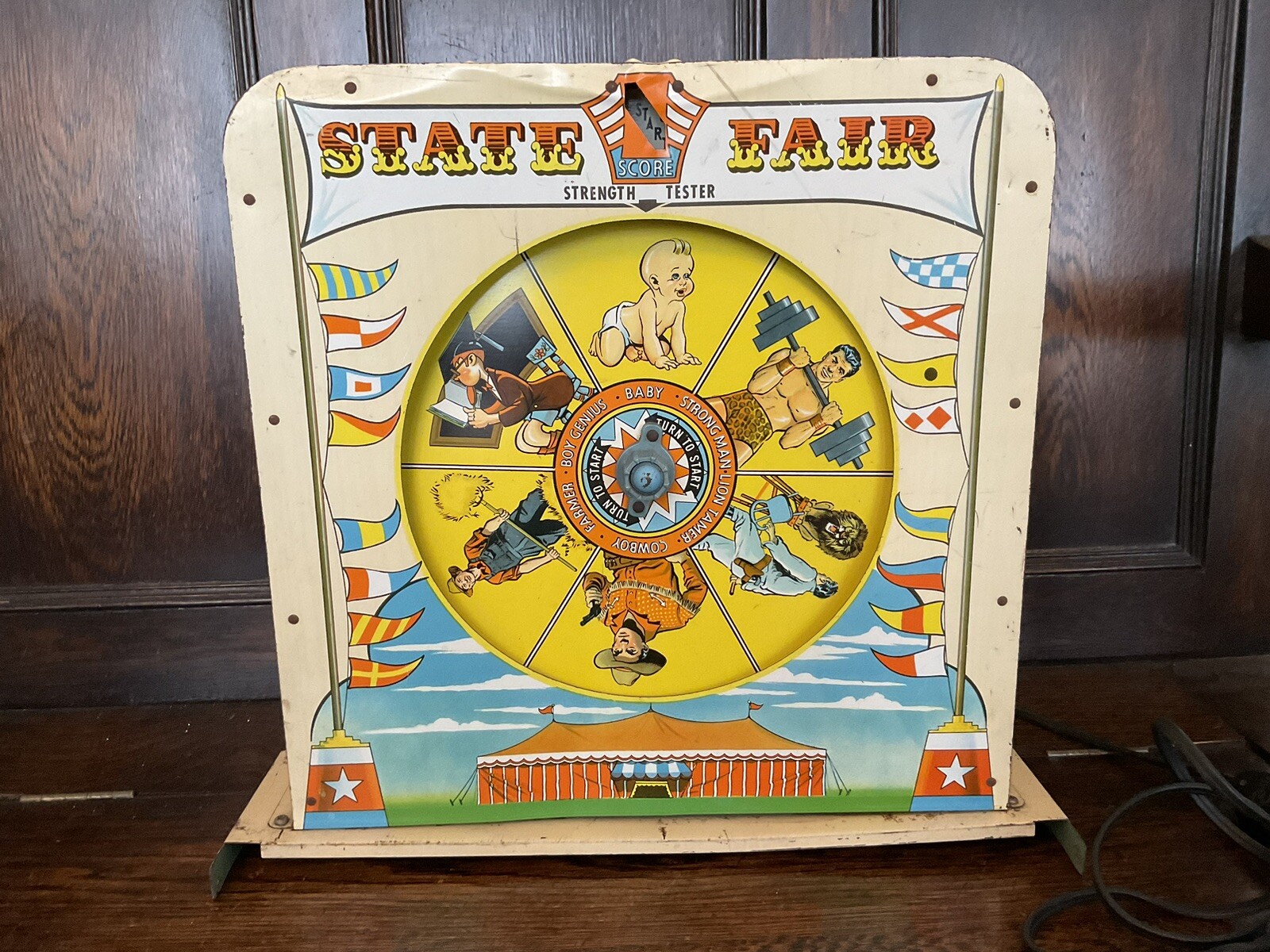 Vintage 1950's State Fair Strength Tester Pinball Machine Top -Superior Toy Co.