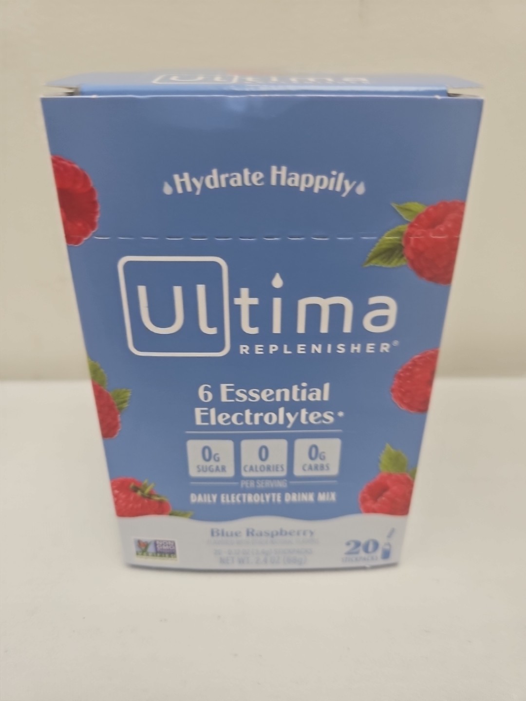 2/27 Ultima Replenisher Hydrating Electrolyte Blue Raspberry 20 Count Box (A7)