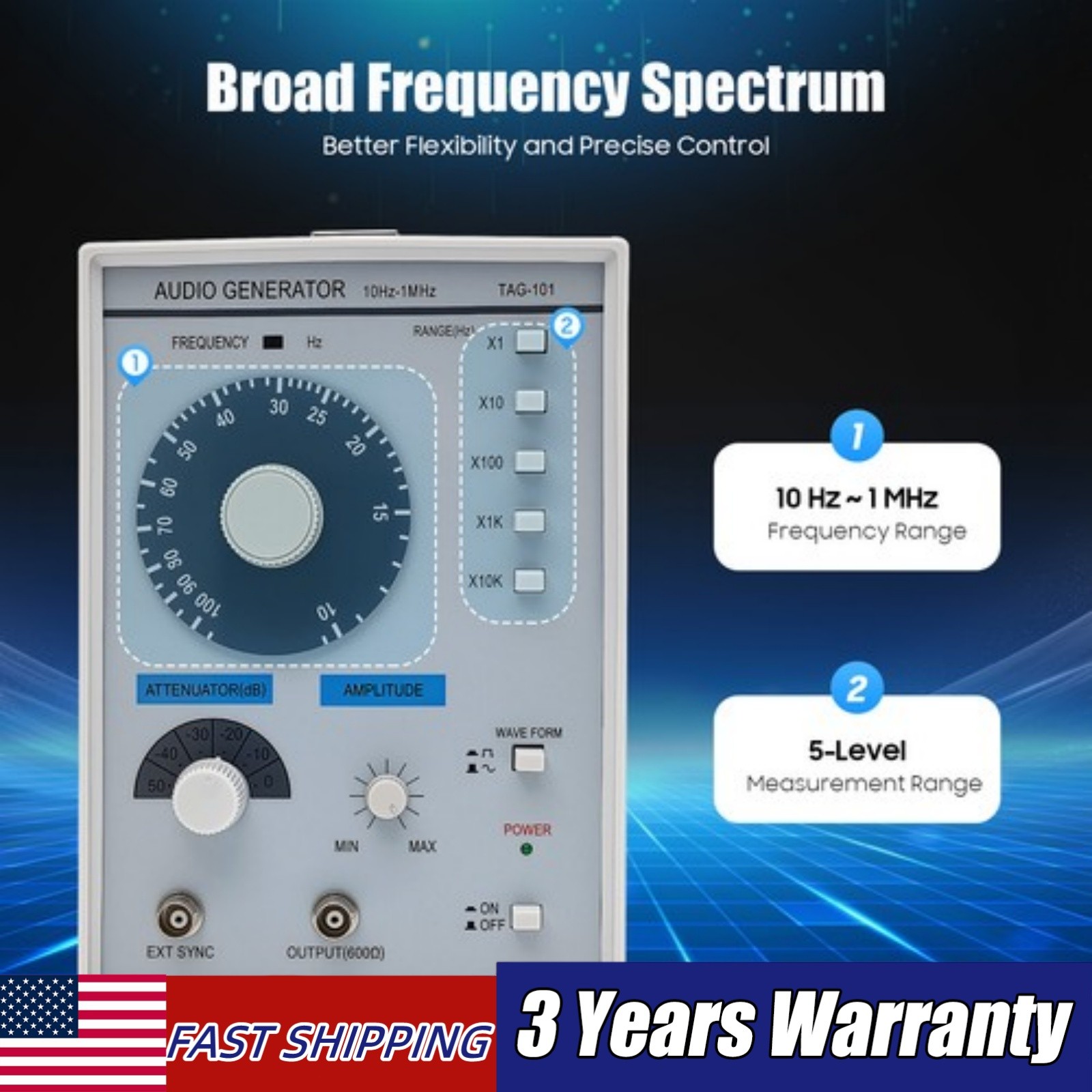 TAG-101 Audio Signal Generator Low Frequency Signal Source 10Hz-1MHz