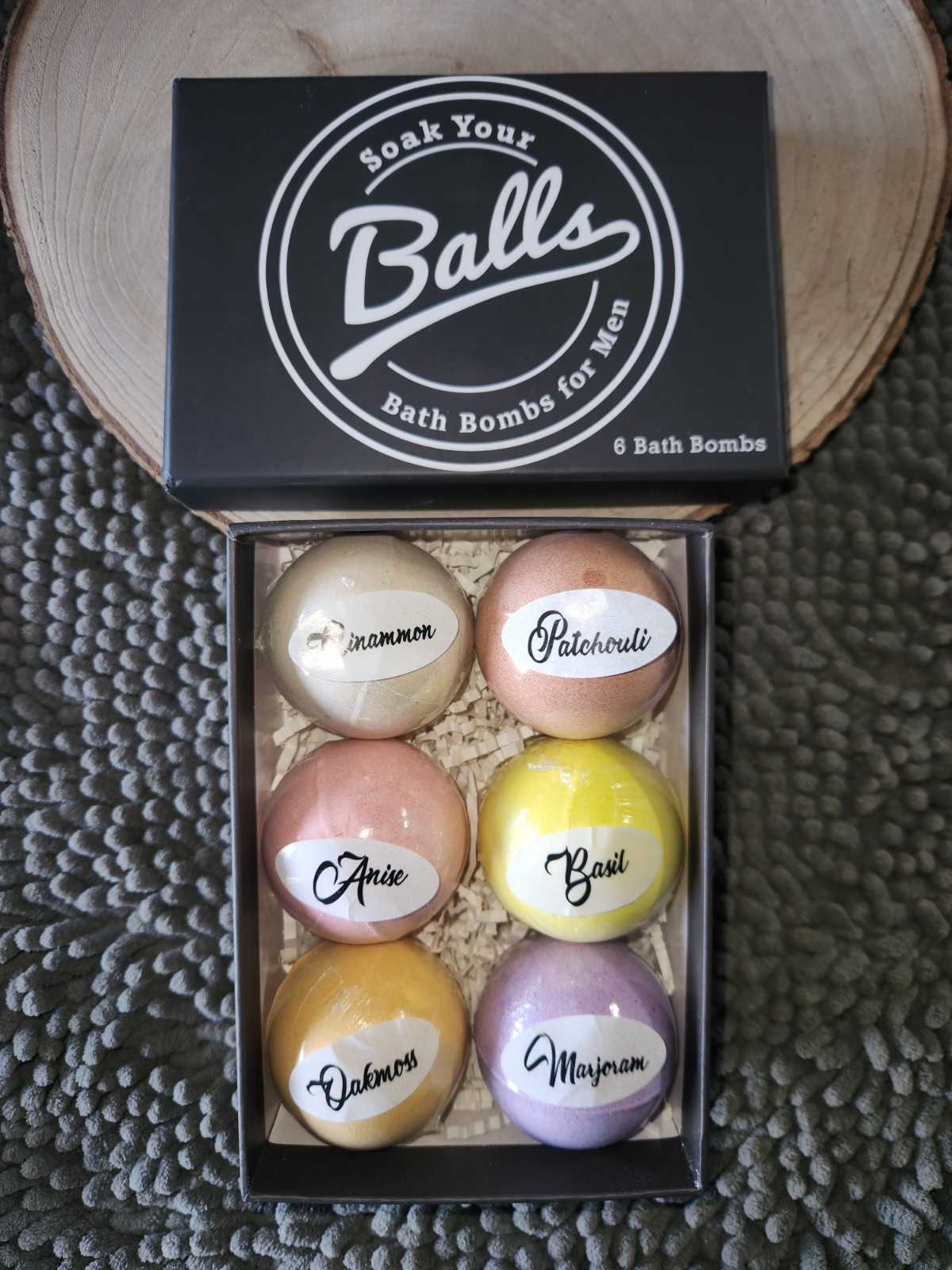 Soak Your Balls~Bath Bomb Gift Set of 6 Bath Fizzers For Men~ NEW