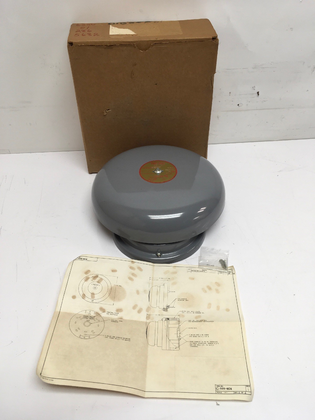 NEW Edwards Signaling 325-10C5 10" Grey Fire Bell 6VAC 75dBA