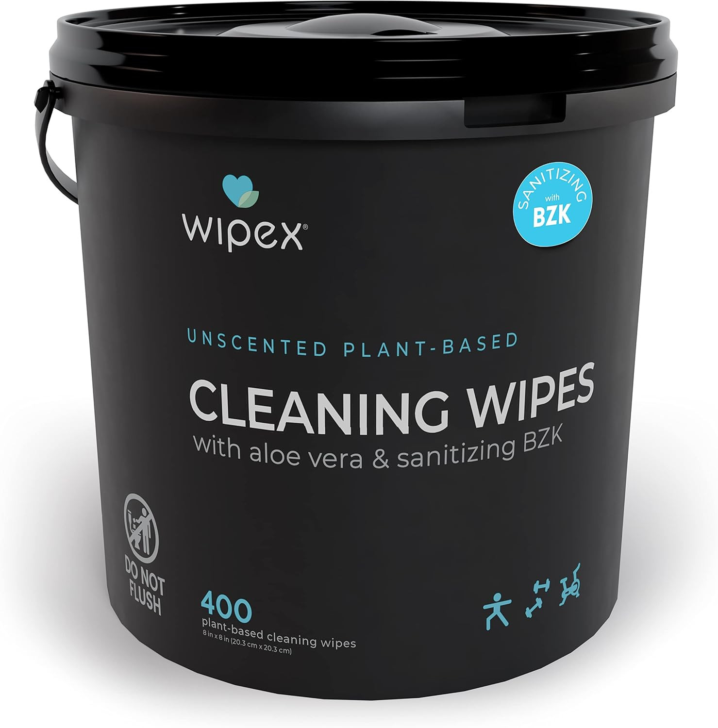 Gym & Fitness Cleaning Wipes, 400Ct Dispensing Bucket with Sanitizing BZK for Ha
