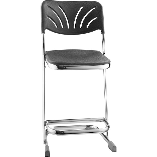 National Public Seating 6622B Square Stool With Backrest, Height 22"Black