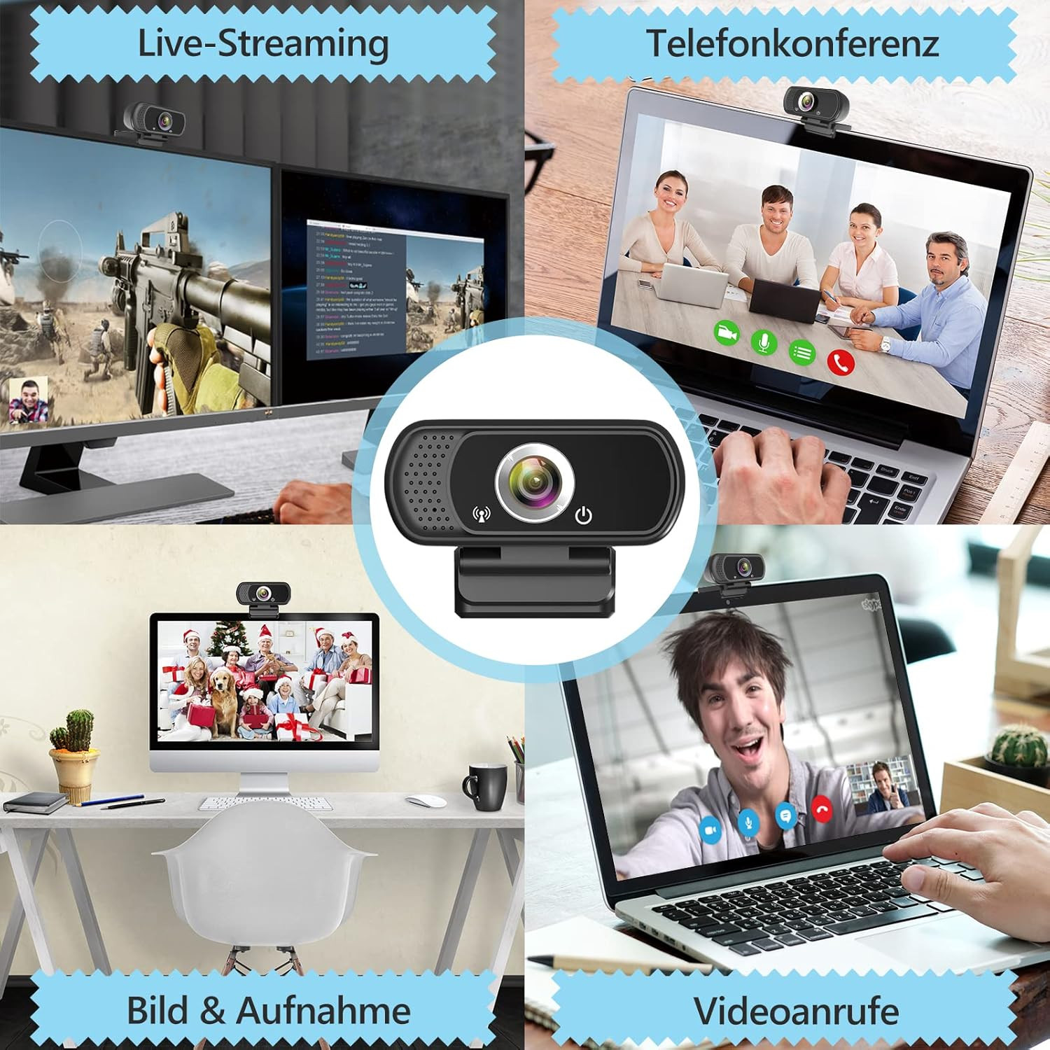1080P Webcam W/ Microphone HD Web Camera Tripod Stand Widescreen USB Streaming