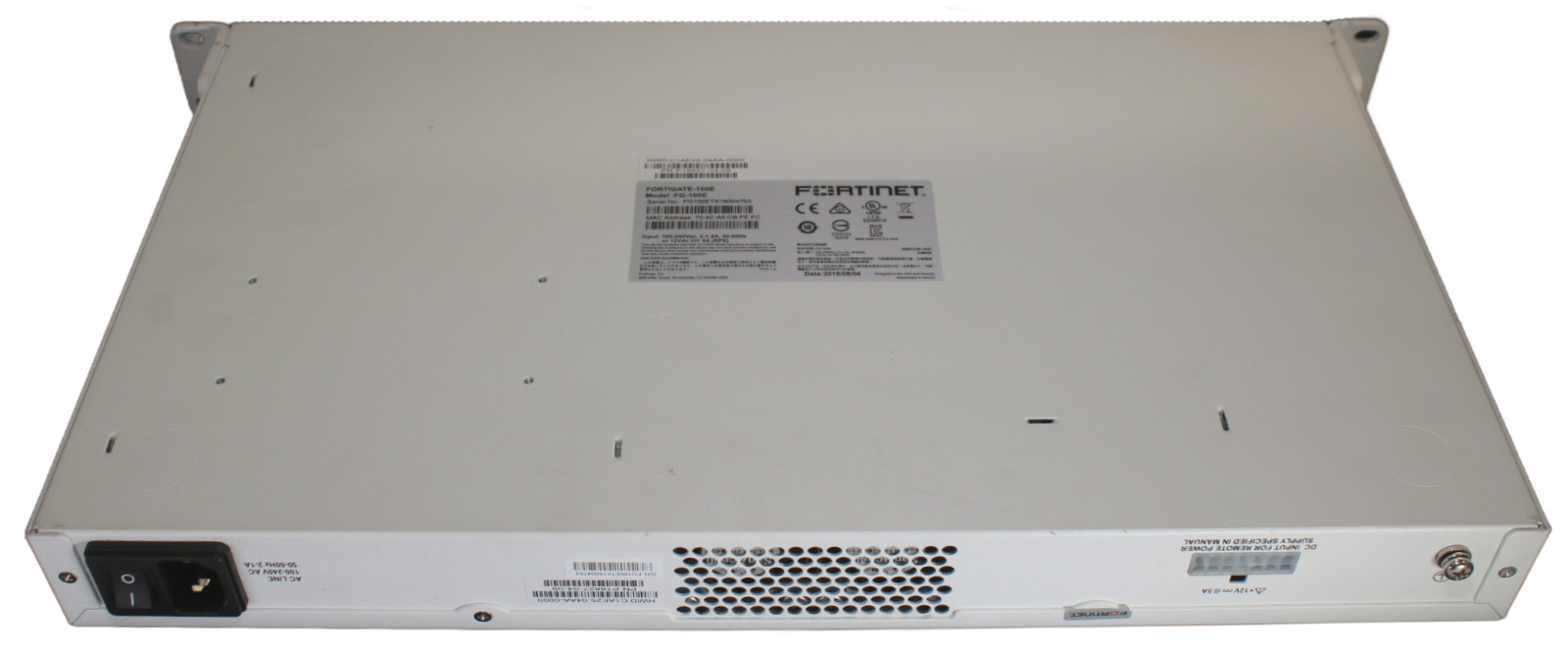 Fortinet FG-100E Network Security Firewall Appliance Rack Mountable | P18827-04