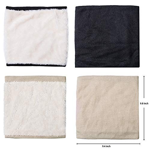 Infinity Scarf Winter Double-Layer Neck Warmer Knit G-khaki Black-2 Pack