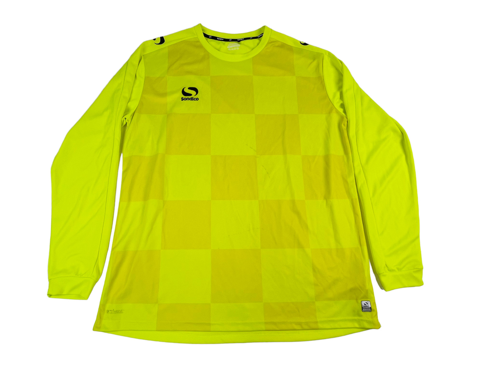 Sondico Adult Hi-Vis Yellow Checkerboard L/S Goalkeeper Shirt XL