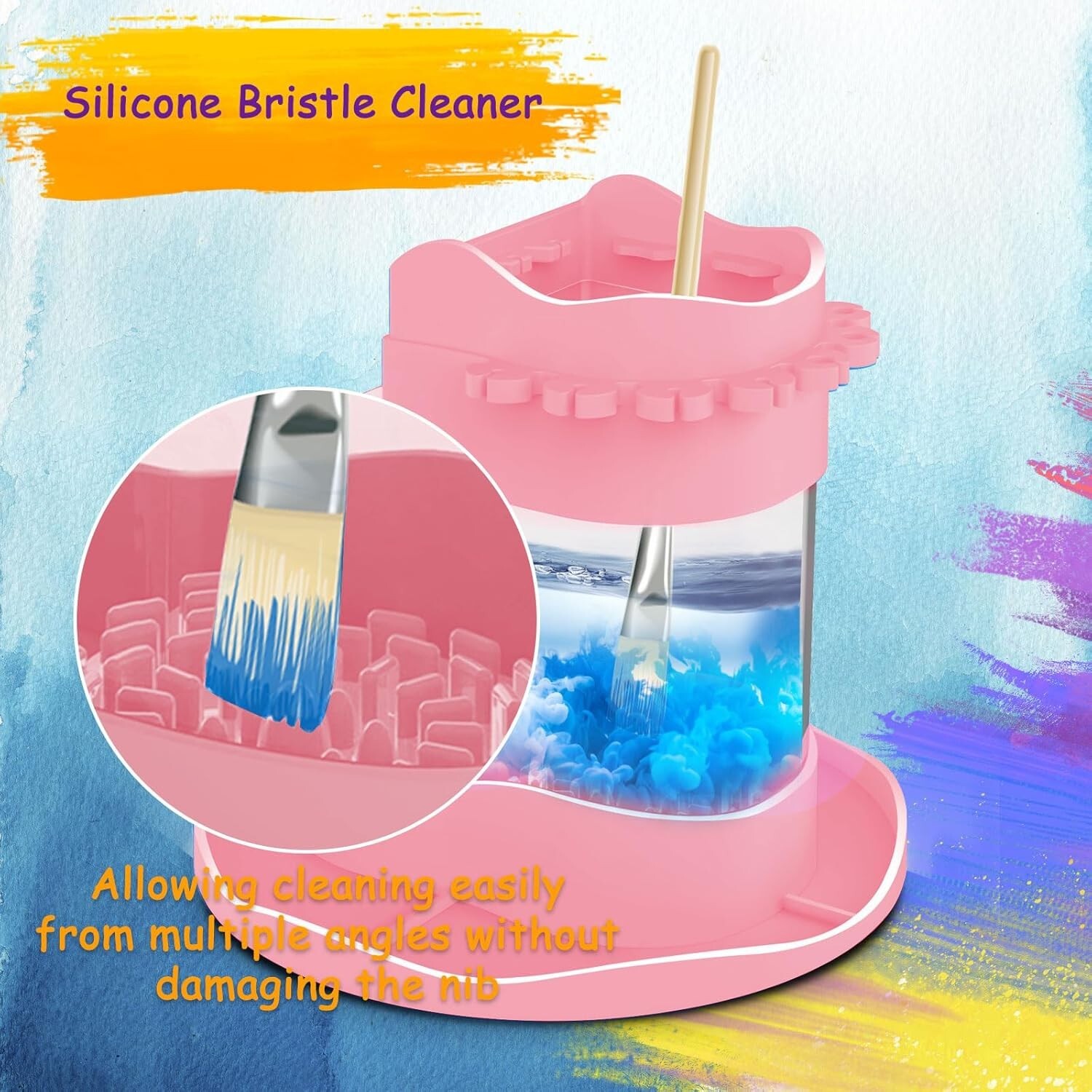 Painting Brush Cleaner Rinse Cup, Washable Silicone all-in-one brush cleaning