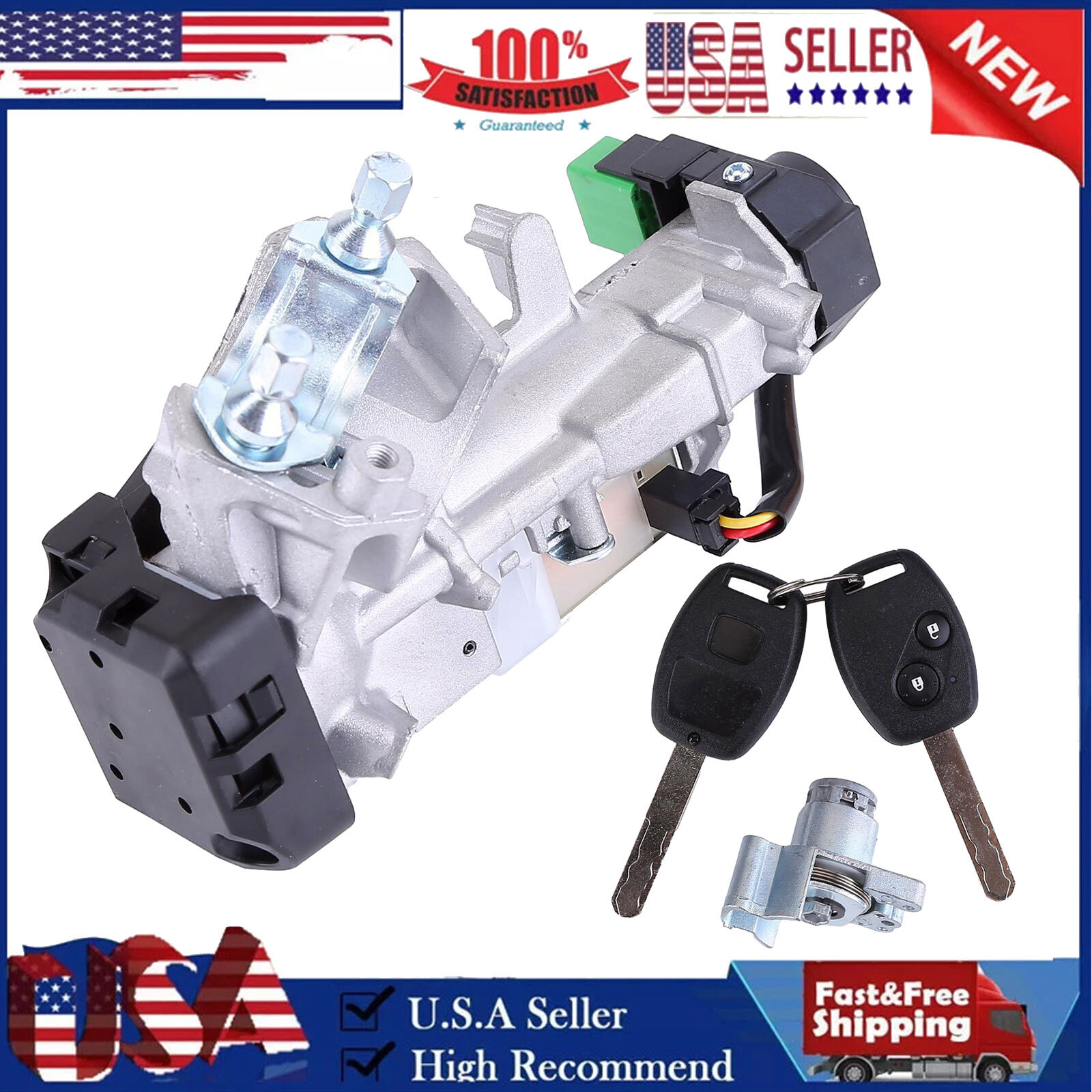 Ignition Switch Cylinder Lock Assembly Set w/2 Keys for Honda Pilot 2009-2015
