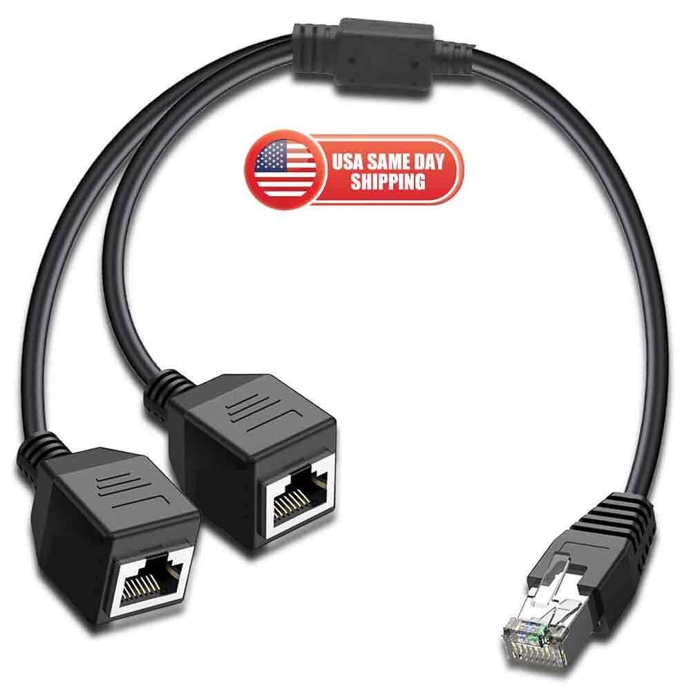 RJ45 Splitter Adapter 1 to 2 Port Ways CAT 7 6 5 LAN Ethernet Cable Connector