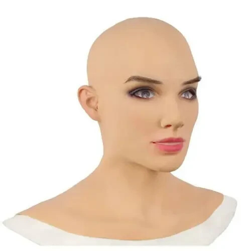 Halloween Latex Mask Realistic Female Woman Face For Crossdressing Girl Headgear
