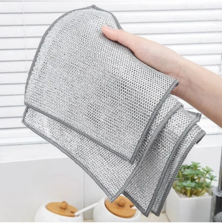 3/6/12 Pcs Multifunctional Non-Scratch Mesh Wire Dish Washing Cleaning Cloth Rag