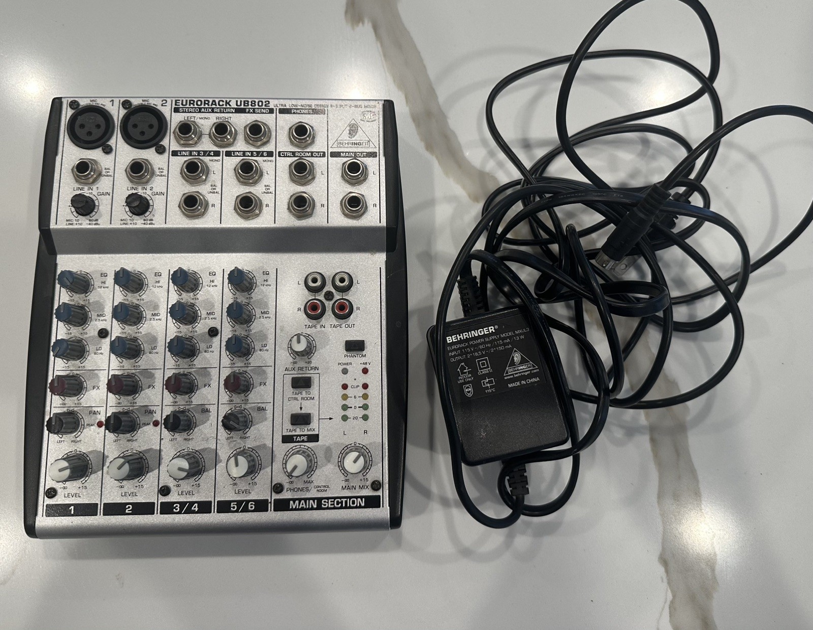 Behringer Eurorack UB1002 10 Input 2-Bus Mic/Line Mixer W/ Power Supply