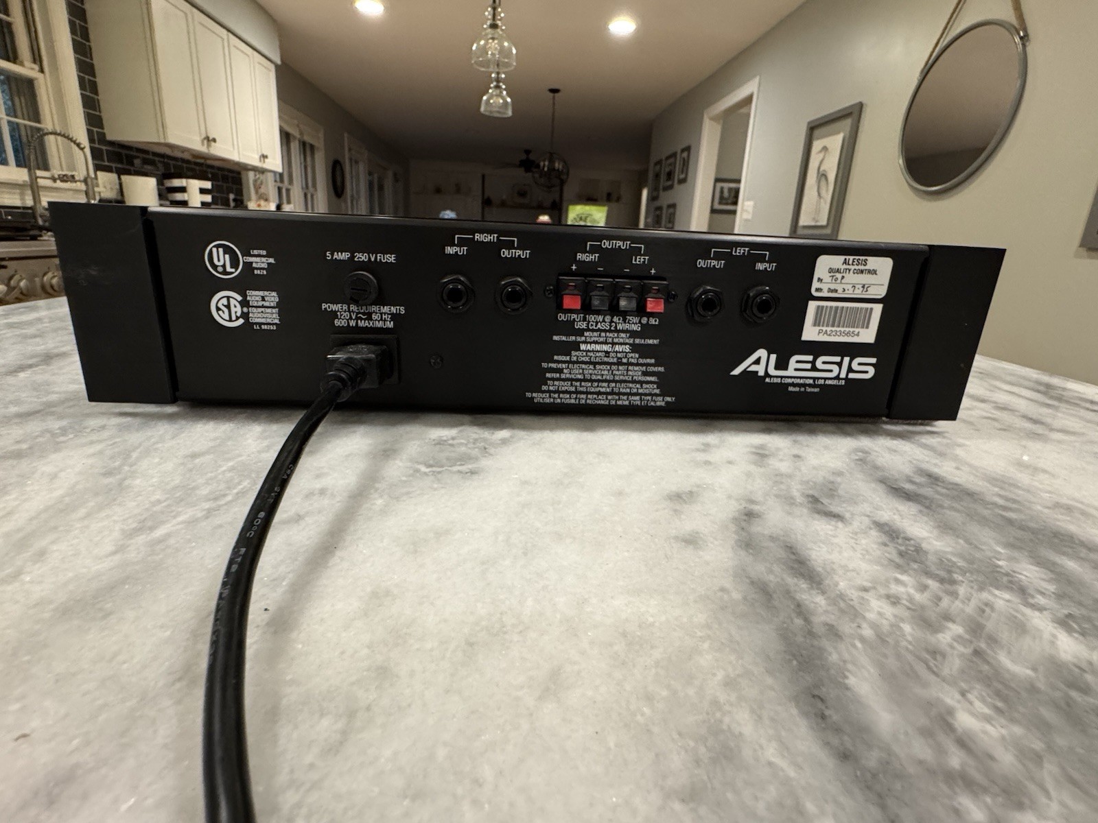 Alesis RA-100 Reference Amplifier 75 WPC @ 4 Ohms Stereo - Tested Working Video