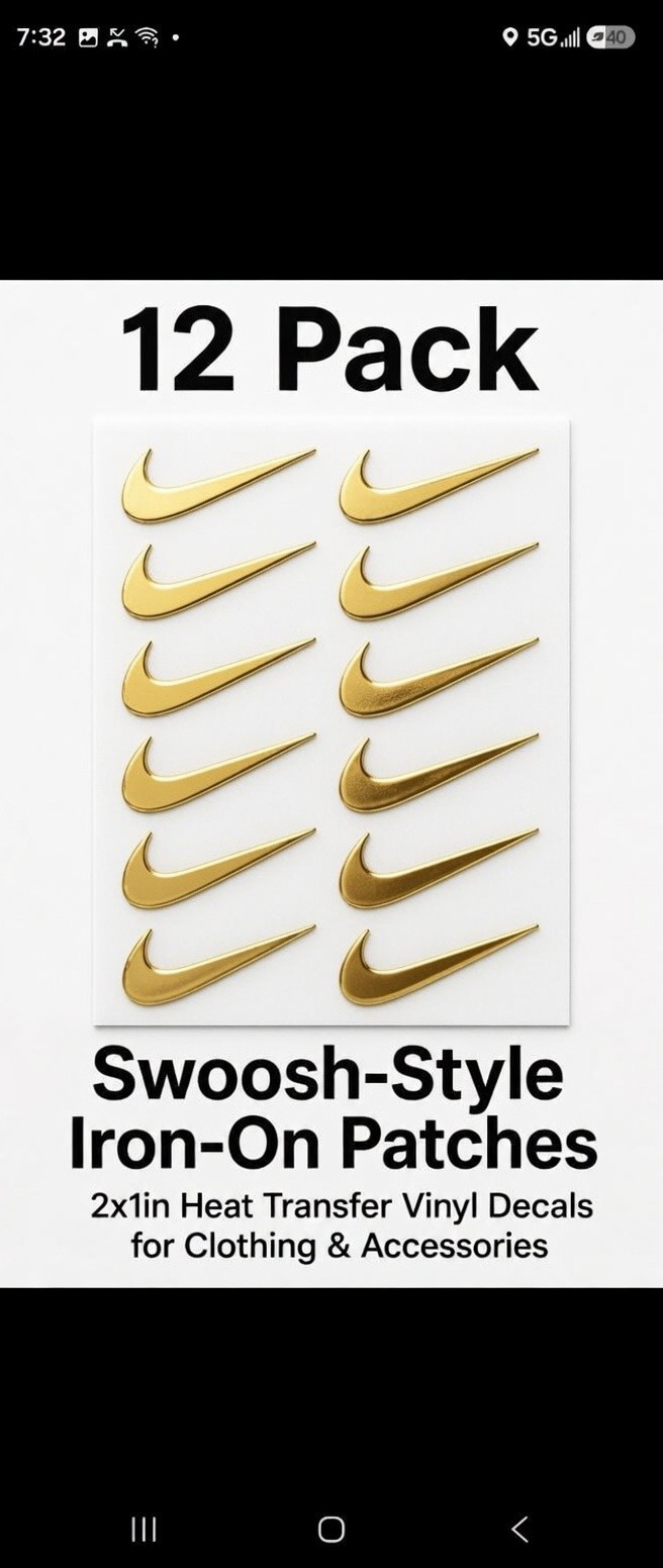 Athletic Style Swoosh Iron-On Heat Transfer Vinyl Patches 2x1 Inch DIY Apparel