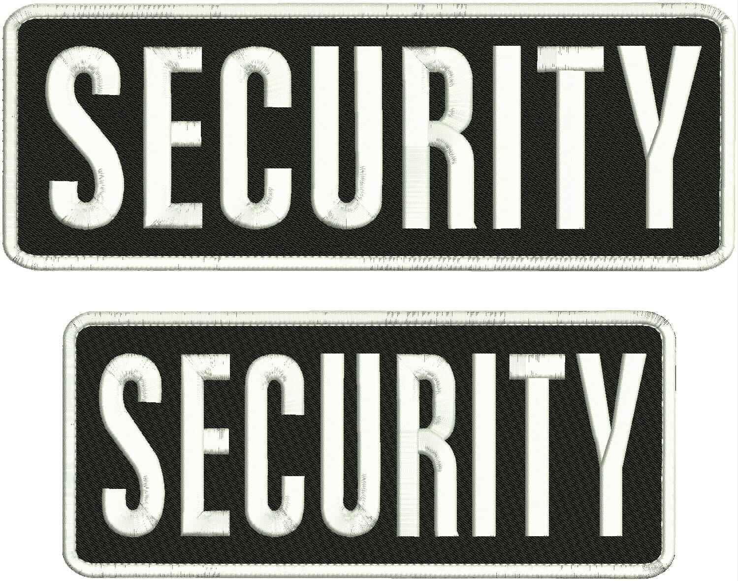 SECURITY EMBROIDERY PATCH 4x10 and 4x12  hook on back blk/white