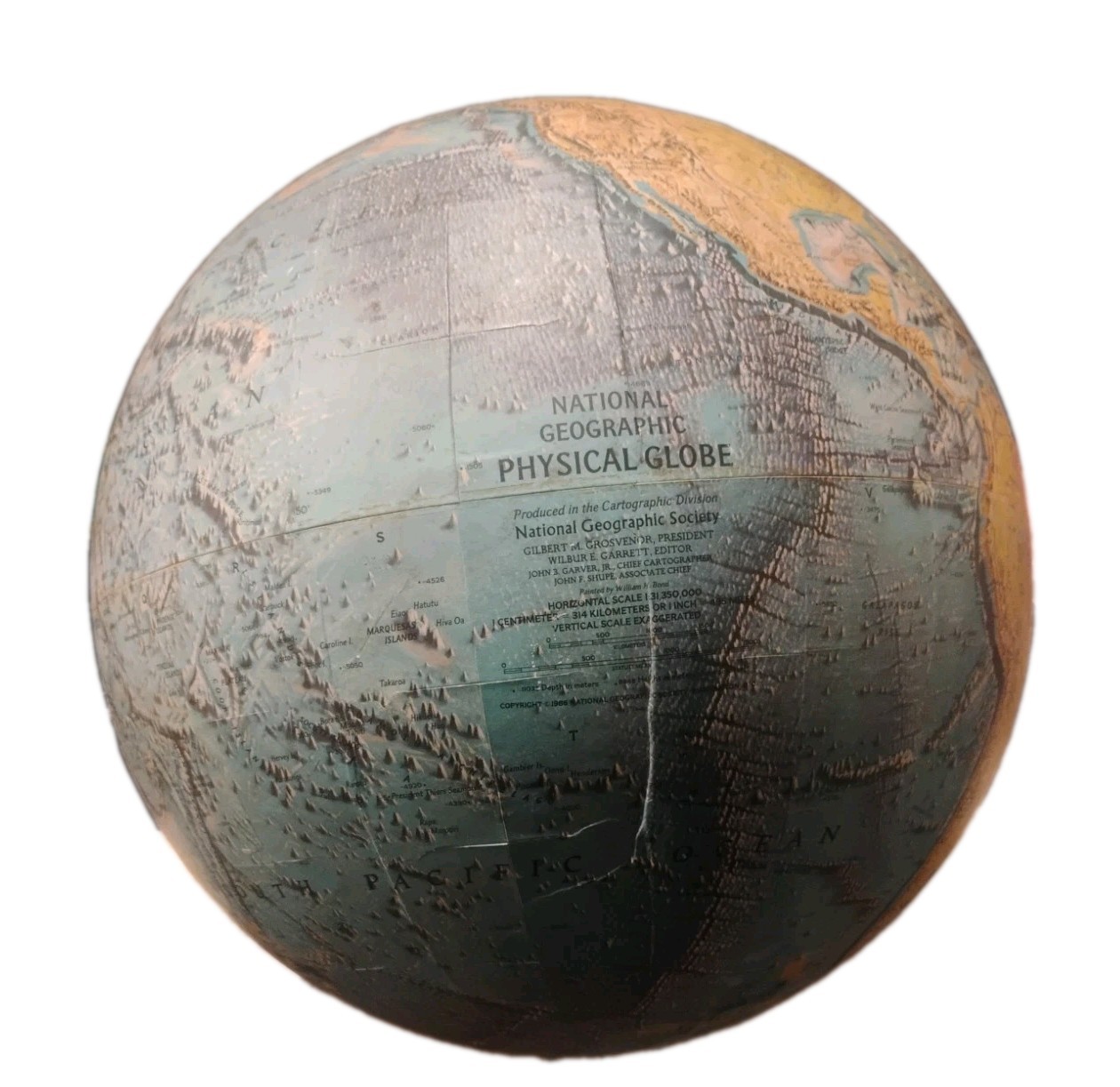 Vintage 1986 National Geographic Physical Globe 16 Raised Relief Ocean Floor Map
