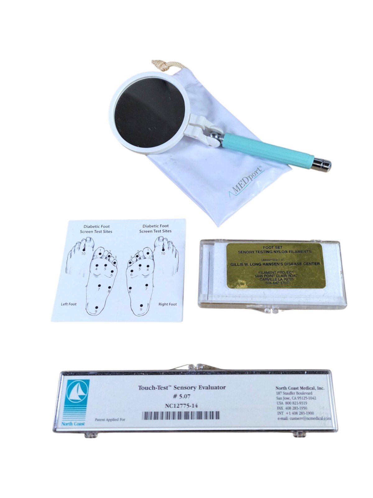Diabetic Foot Sensory Testing Kit Nylon Filaments & Telescopic Exam Mirror