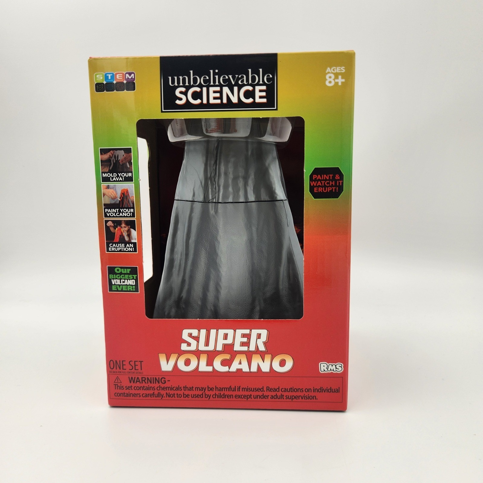 Unbelievable Science Super Volcano STEM Kit RMS Kids Ages 8+ Mold Paint Erupt