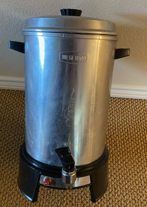 Vintage West Bend 1-3510E 12-30 Cup Coffee Maker Percolator - TESTED WORKS GREAT