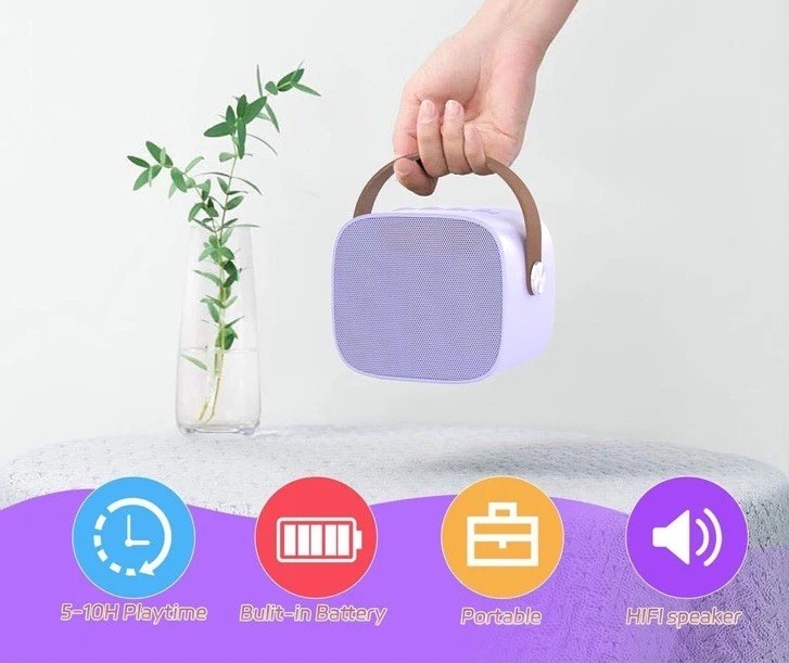 Mini Karaoke Machine for Kids Adults, Portable Bluetooth Speaker, 2 Microphones