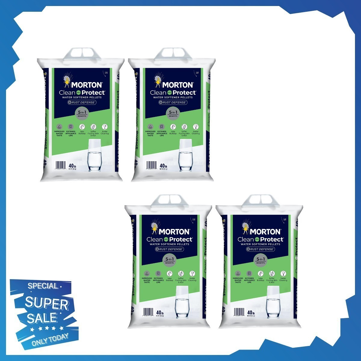 (4 pack) Morton® Clean and Protect Plus Rust Defense Water Softener Salt Pellets