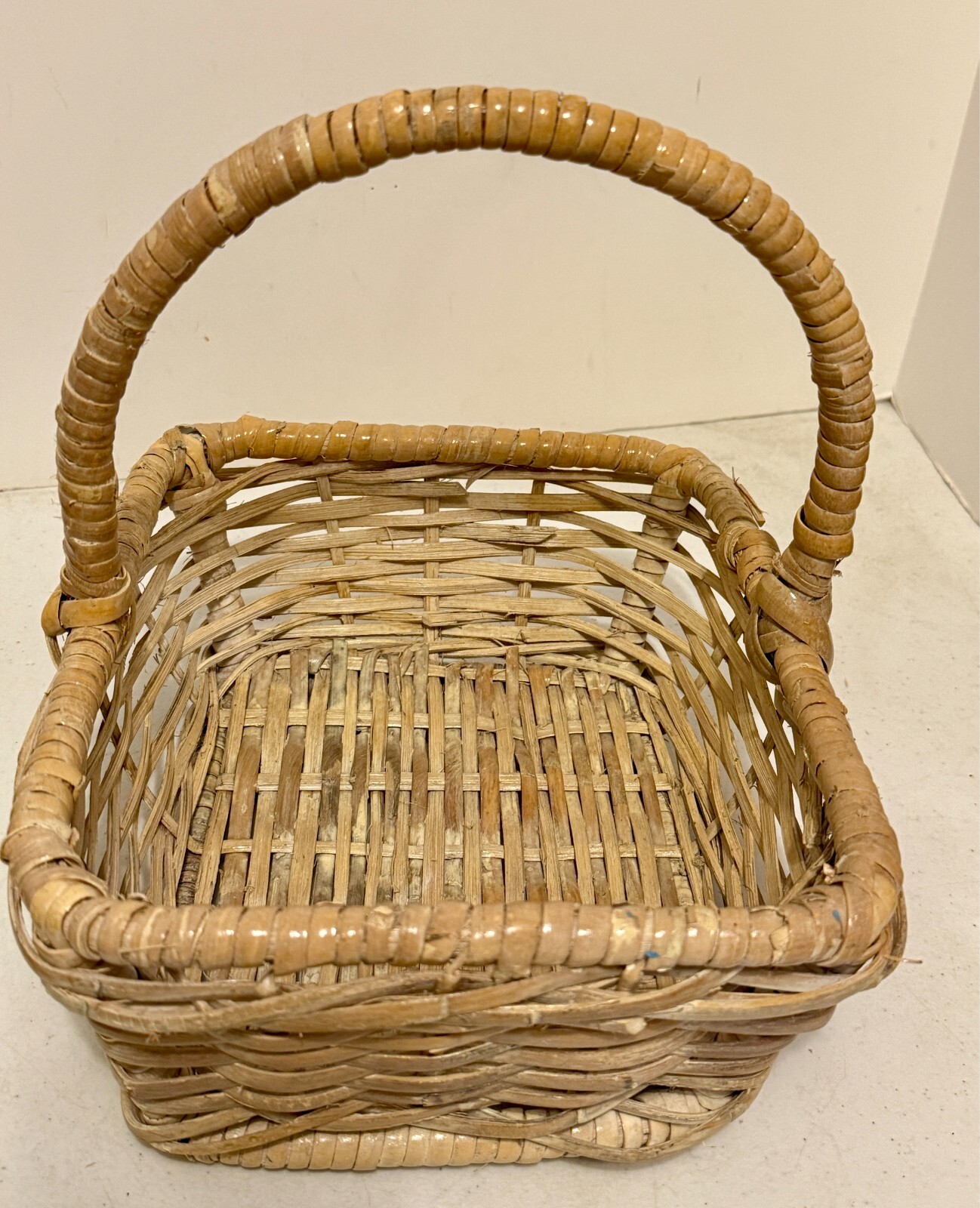Wicker Woven Storage Basket 12" X 10” X 5” Rectangle 14" Tall with Handle