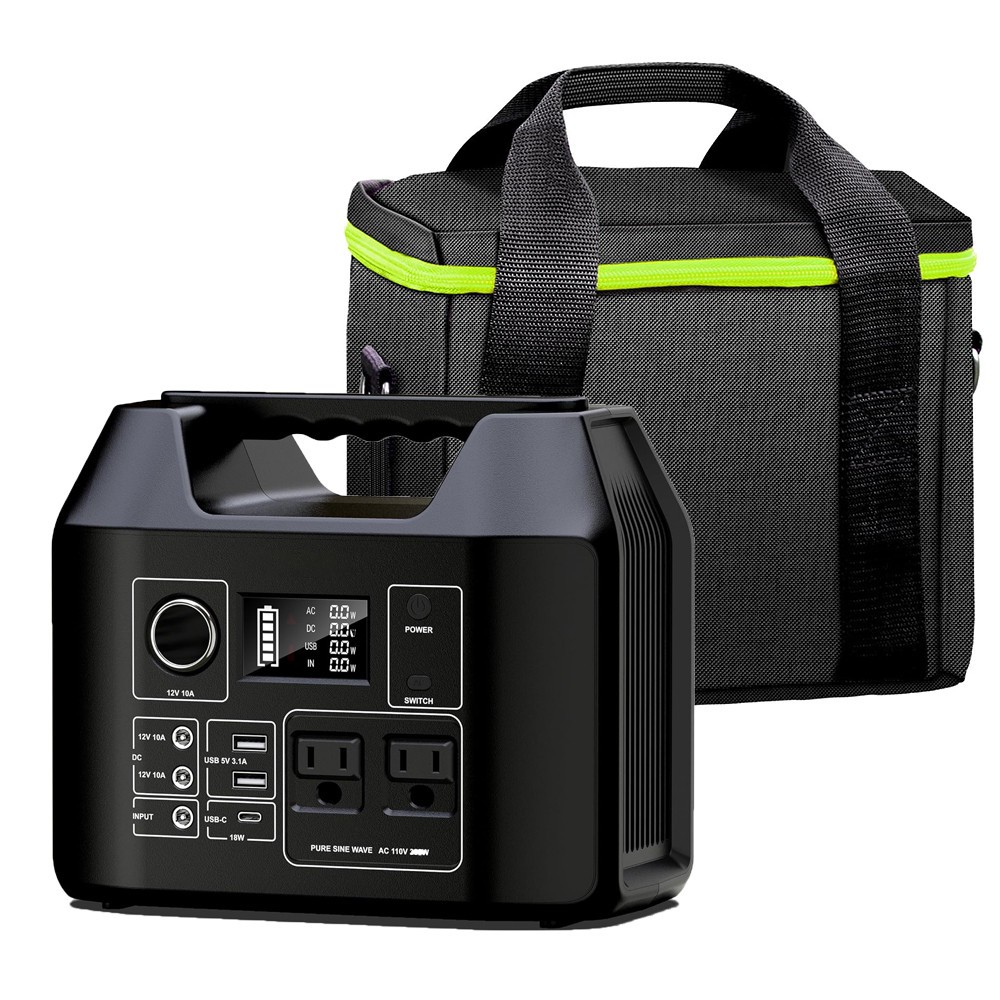 300W Portable Power Station LiFePO4 Battery Solar Generator + Carrying Case Bag