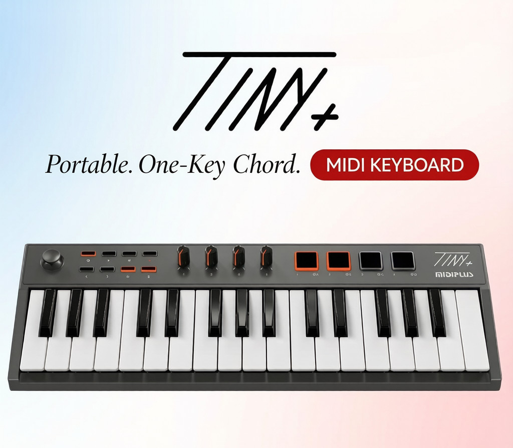 Midiplus TINY+ 32 Key USB MIDI Keyboard Drum Pad Knob Beat Maker Music Studio